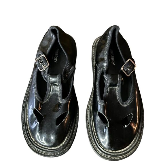 Burberry Black Patent Leather Hannie Mary Jane T-bar Flats 6 Retro Grunge Preppy - Picture 2 of 9